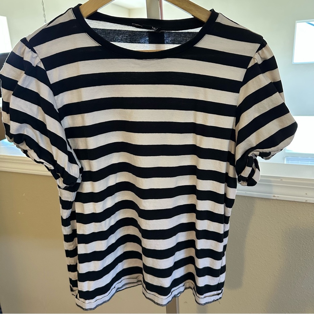 J. Crew White and Black Short Sleeve T-Shirt